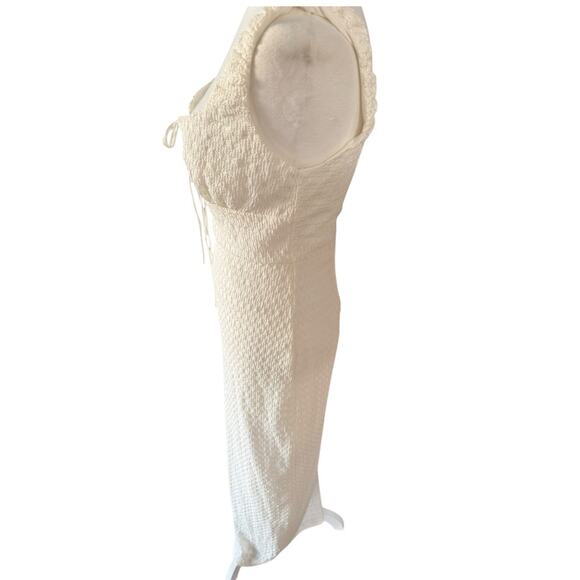 NWT Indikah Crinkle White Bodycon Dress Cut Out Top Maxi Medium - Picture 6 of 12